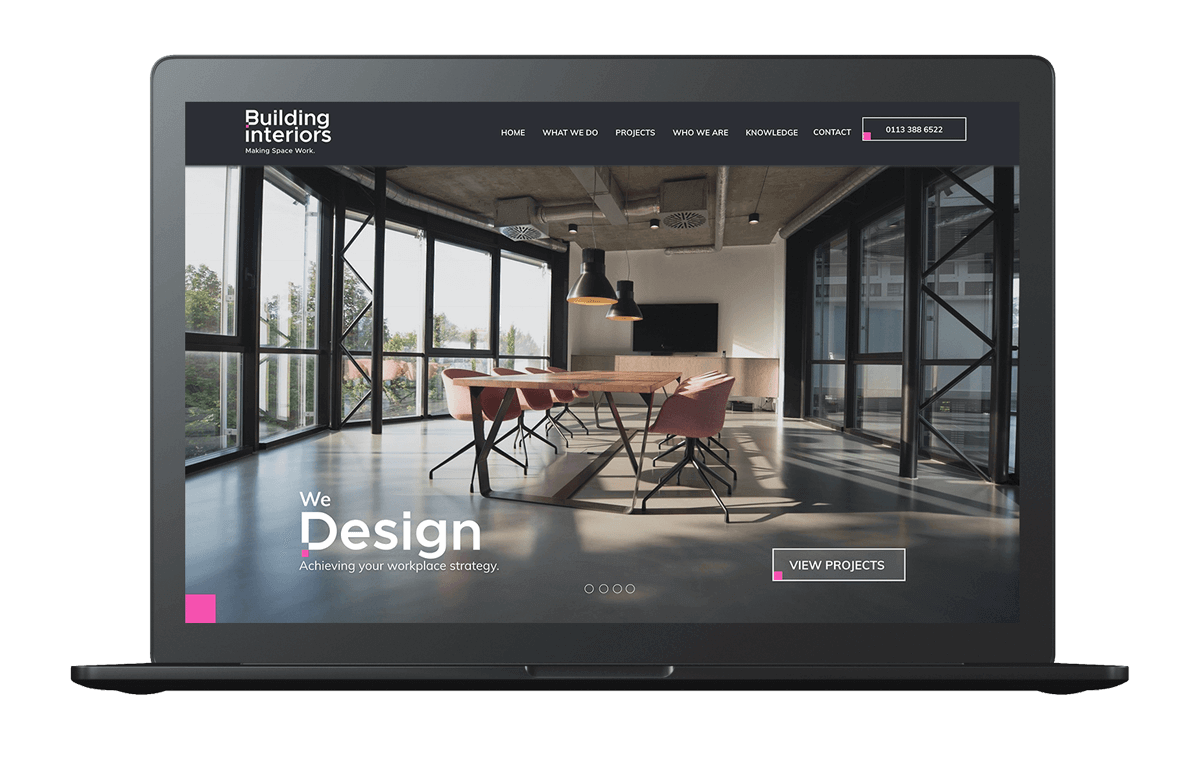 building interiors website mockup